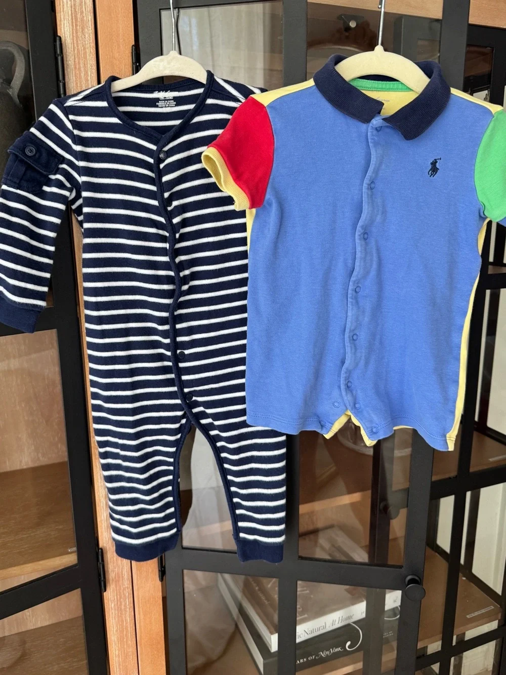 Ralph Lauren bundle baby boy romper shortall polo colorblock navy cotton collar